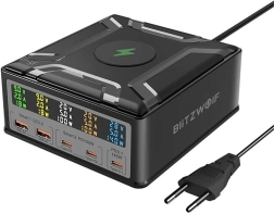 Universal charger BlitzWolf BW-S28 with wireless charging, black