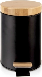 Metalskraldespand med pedal 3 l, sort med bambuslåg