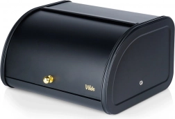 Black metal bread bin 30 × 26.5 × 17 cm