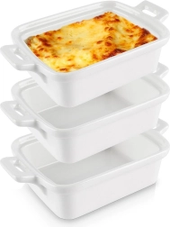White Porcelain Baking Dishes 160 ml, Set of 3