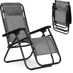Gartenliegestuhl mit Zero-Gravity-System, grau – MODERNHOME