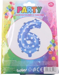 Balon na napuhavanje broj 6 plavi sa zvjezdicama 78 × 50 cm