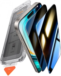 Vetro temperato con protezione della privacy TORRAS Install Master per iPhone 16 Plus