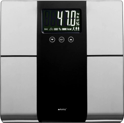Balance personnelle analytique RUHHY avec écran LCD, mesure de l’IMC, 10 profils, capacité de charge 225 kg