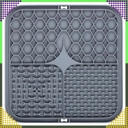 Tappetino lecca in silicone per cani e gatti, antistress rallentatore, grigio 20 × 20 cm