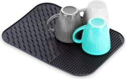 Tappetino scolapiatti in silicone nero 34 × 26,5 cm