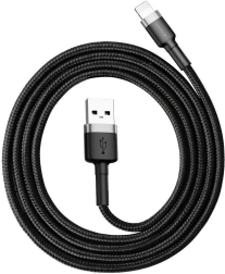 Polnilni in podatkovni kabel Lightning–USB 1 m, 2,4 A Baseus Cafule sivo‑črn