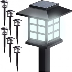 Solarne lampy ogrodowe GARDLOV, zestaw 6 szt., zimna biel, panel amorficzny