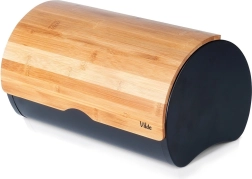 Brødkasse med bambuslåg, sort metal, 38 × 24 × 20 cm VILDE