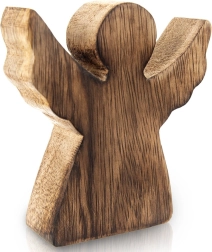 Holz-Weihnachtsfigur Engel aus Mangoholz 15 cm