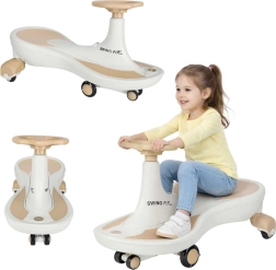 Girello gravitazionale per bambini Swing Fix S4 con ruote LED e musica – Beige e bianco
