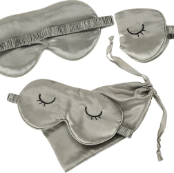 Satin sleep mask with case – gray