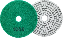Jeu de disques diamantés de polissage 80 mm pour carrelage et pierre, à sec et à l’eau, avec velcro – grain 1000, 10 pcs