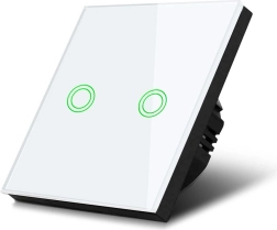 Maclean interruttore luce touch doppio con pannello in vetro bianco