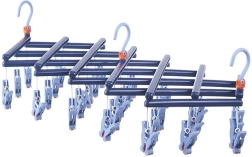 opvouwbaar wasrek met knijpers, 29 clips, donkerblauw