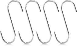 Kljuke S za prekajevanje 15 × 12 cm, nerjaveče jeklo, 4 kosi
