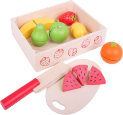 BIGJIGS TOYS Wooden Slicing Fruit Set in a Box