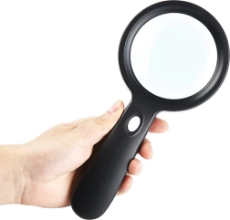 Glass Magnifying Glass with LED Lighting and 10× Magnification