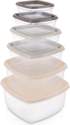 Set di contenitori per alimenti con coperchi, 6 pz