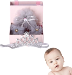 darilni komplet 3 v 1 za novorojenčka – svetlo siva