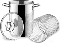 Rustfri stålkasserolle til asparges og pasta med kurv og glaslåg ANETT 16 cm, 4,2 l