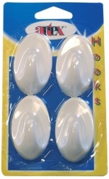 Self-adhesive oval hooks, large, white (4 pcs)