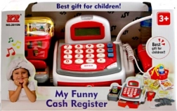 Kids’ cash register with conveyor belt and accessories, white