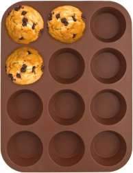 Moule à muffins en silicone marron SILLINIE 12 pcs