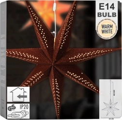 Hanging illuminated velvet star 60 cm, brown