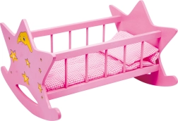 Wooden Pink Doll Cradle Star