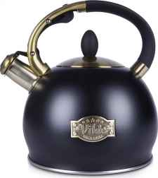 Black stainless steel kettle with whistle 3 L