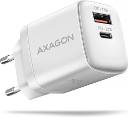 Axagon GaN netlader 20 W USB-C PD + USB-A QC wit