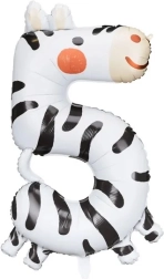 Palloncino in foil numero 5 – zebra 42 × 81 cm