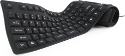 Silicone Waterproof USB Keyboard with OTG Adapter, Black