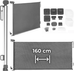 Retractable safety gate 160 cm for stairs and doors, grey ECOTOYS