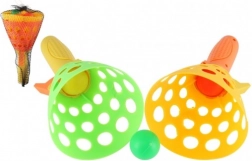 Plastowa gra Catch Ball – zestaw 2 koszyków i 3 piłek, 19 cm w siatce