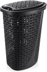 Kunststof wasmand 45 l met deksel, zwart