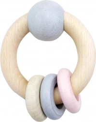 Hess round pink rattle with ball and rings