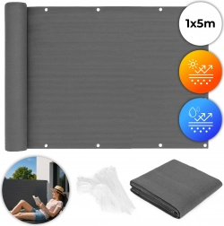 Schermo per balcone 100x500 cm con accessori di montaggio grigio MultiGarden