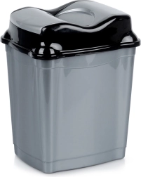 Pattumiera in plastica con coperchio basculante 9 l, grigia