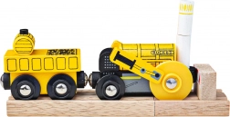 Bigjigs Rail wooden replica of the Rocket locomotive with 2 tracks