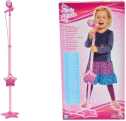 Pink children’s microphone with stand and MP3 (85–115 cm)