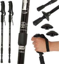 Bâtons de trekking pliants Nordic Walking, noirs, 2 pcs