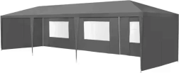 Tenda per feste da giardino 3 × 9 m, 8 pareti, grigio, MultiGarden