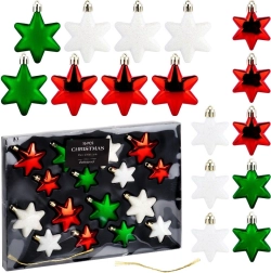 Nerazbitni božični okraski zvezde rdeče, zelene in bele 16 kosov (6 in 5 cm)