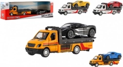 Tow truck with toy car 11 cm with pull-back, metal/plastic, in gift box