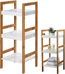 Bambus-Badregal, 3-stöckig, 30 × 30 × 72 cm