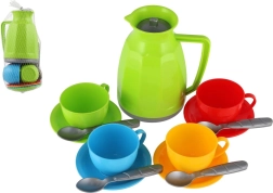 children's plastic tea set, 13 pieces in a mesh bag