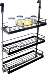 Hængende køkkenhylde til reling, metal, sort RADKA 32 × 11 × 46 cm