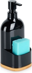 Dispenser per detersivo con portaspugna, nero, 500 ml